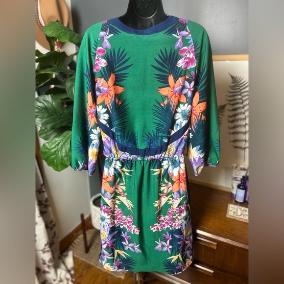 Collective Concepts Tropical Floral Green Dress - Picture 3 of 6